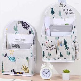 Storage Bags Wall-mounted Hole-free Sundries Hanging Bag Cotton Linen Dormitory Home Large-capacity Artifact Book