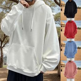 Men's Hoodies Trendy Spring Hoodie Pullover Oversized Loose Kangaroo Pocket Mid Length Autumn Hop Hip Harajuku Sweatshirt Korean Coats