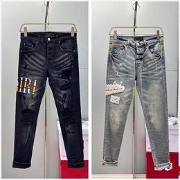 Designer Jeans for Mens High Quality Fashion Cool Style Luxury Pant Distressed Ripped Biker Black Blue Jean Slim F