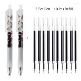 Pcs/Set Cute Flower Retractable Gel Pen Transparent Black Press Writing Simple School Students Stationery Office Gifts