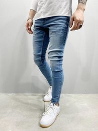 Men's Jeans High-Quality Solid Color Men' Clothing Europe And The United States Classic Washed Casual Stretch Skinny Denim Pants S-3XL