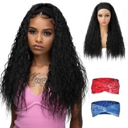 Lace Wigs Wig Women's Wool Curled Long Curled Headband Half Headset Chemical Fibre Wig Cover Hair Wigs