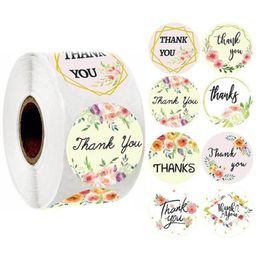 Gift Wrap 8 Patterns Thanks Stickers Bouquet Round 1 Inch THANK YOU Sealing Label Sticker