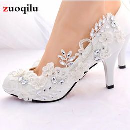 Dress Shoes White Wedding Shoes Bride Female High Heels Shoes woman Crystal diamond party shoes pumps women shoes zapatos tacon mujer 231108