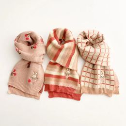 Szaliki owijają zimowe szalik kreskówka króliczka haft dzieci różowe dzianki szaliki