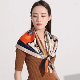 Scarves 2023 Square Silk Neckerchief 88x88cm Hangzhou Kerchief Wraps For Ladies Printed Bandana Real Neck Scarf