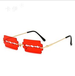 Vintage Rimless Glasses Hollow Steampunk Sunglasses for Men Luxury Designer Eyewear Razor Blade Shape Women's Sunglasses