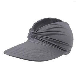 Berets 2024 Women Sun Visor Hats UV Protection Open Top Wide Brim Beach Caps For Sports Golf Hiking