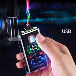 Lighters "Unusual Lighter Stylish USB Rechargeable Electric Windproof Plasma For Outdoor Camping Gadgets Fire Starter "