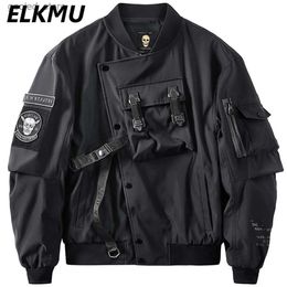 Jaquetas masculinas Techwear Streetwear Bomber Jacket God of Death Chest Pocket Punk Hip Hop Tactical Black Varsity Jackets Y2K Oversized MA1 Coats Q231109