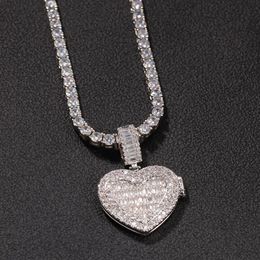 Custom Po Necklace Heart Clamshell Pendant Men Charm Hip Hop Bling Iced Out Jewellery Solid back For Gift2939