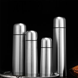 Water Bottles double-layer bullet shaped thermostat stainless steel BPA free water bottle vacuum thin sheet beverage bottle for travel cups 230407