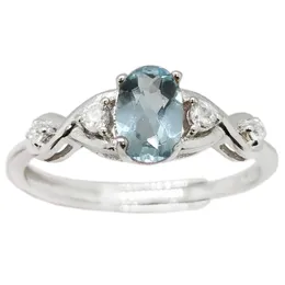 Cluster Rings 0.5ct 4mm 6mm Natural Aquamarine Ring 925 Silver Jewelry 18K Gold Plating Gemstone