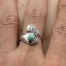 Cluster Rings Bohemia Women Natural Stone Ring Adjustable Finger Wrap Around Spoon Flower Boho Individuality Accessories Jewellery Gifts