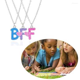 Pendant Necklaces 3pieces/set Colorful Glitter BFF Letter Friendship For 3 Kids Girls Children Jewelry Gift