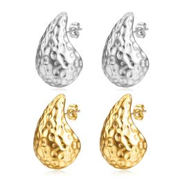 Vintage Gold Color Chunky Water Drop Dome Drop Earrings for Women Trendy Punk Glossy Tear Earring Jewelry Accessories