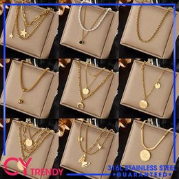 Pendant Necklaces Fashionable And Luxury Temperament Retro Pearl Chain Star Moon Ball Stainless Steel Necklace