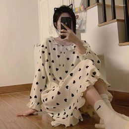 Women's Sleepwear Womens Nightwear Nightdress Cute Cartoon Sleeping Dress Long Sleeve Loose Lingerie Lady Nighties Pajamas Autumn Home