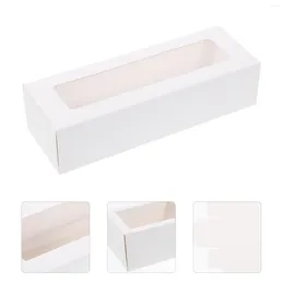 Take Out Containers Macaron Boxes With Clear Display Window Packaging Box For Chocolate Cake Desserts Muffins 10pcs ( White Paper Small