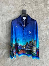 Highquality mens silk shirt fashion printing design US size single breasted long sleeved casual shirt luxury brand top designer shirts