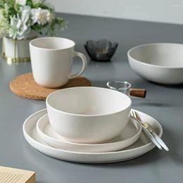 Plates Round Stoare 16pc Double Bowl Dinnerware Set For 4 Dinner And Side Cereal Pasta Bowls - Matte White9241