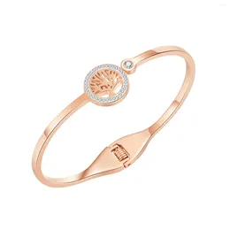 Link Bracelets Charm Stainless Steel Hollow Tree Of Life Women Men Gold Color Lucky Round Bangle Jewelry Gift Drop