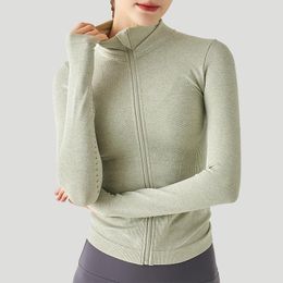 Active Shirts Energy Seamless Running Jacket Women Sports Yoga Zipper Fitness Gym Tops Long Sleeves Thumb Hole Sportswear N1040