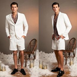 Men's Suits Summer Men's Suit 2 Pieces Blazer Short Pants Single Breasted Peaked Lapel Business Modern Wedding Groom Tailored Costume