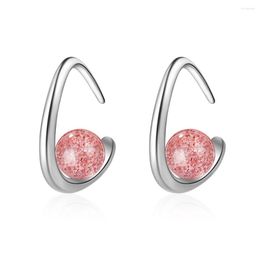 Stud Earrings Strawberry Crystal Sweet Temperament Korean Fashion Jewellery For Women Moonstone Earings Simple Personality Ladies Gifts