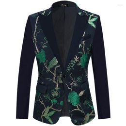 Men's Suits Luxury Floral Bird Embroidery Dress Blazers Men Stylish Brand Slim Fit Tuxedo Suit Jacket Party Wedding Dinner Costume Homme