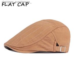 Stingy Brim Hats FLAT C Classic Hats for Men Women Summer Beret C Striped Ivy Newsboy Spring Summer Men's Retro Adjustable Peaked CL231109