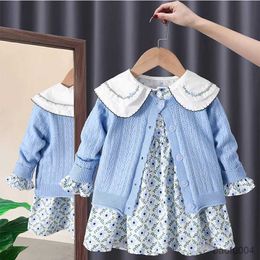 Clothing Sets Children's Clothing Spring Sweater Matching Set Cotton Floral Kids' Dresses For Girls 1 To Year