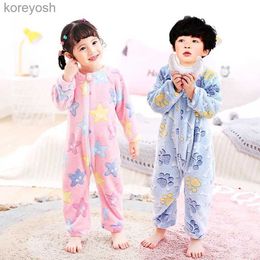 Pyjamas Stitch Pyjamas For Kids Children's Print Pyjamas Winter Flannel Thick Warm Onesies Jumpsuits Boys Girls Animal Blanket SleepwearL231109