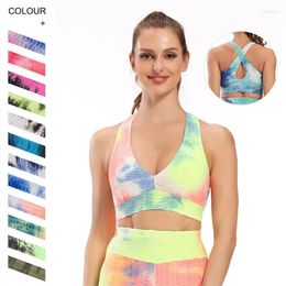 Yoga Outfit Fitness Ink Tie-Dyed Jacquard Sexy Bra Women's Sport Top Gym Running Sportswear