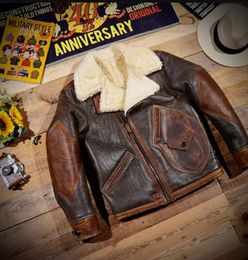 Men's Jackets YRSuperLuxury Thick Fur jacketMen Brand vintage Rider genuine leather coatWinter warm Cool D3 wool shearling 231108