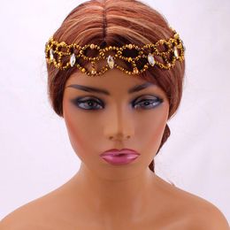 Headpieces 4ujewelry African Bridal Beads Gold Headpiece Wedding Head Accesories Nigerian Jewellery