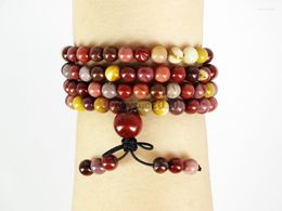 Strand Natural Moukaite 6mm Gems Stone Buddhist 108 Beads Prayer Mala Multi-Purpose Stretchy Bracelet 5Strands/Pack