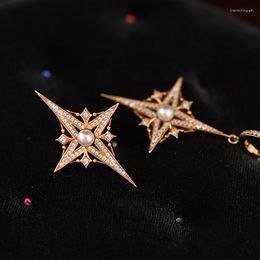 Stud Earrings Four Wild Stars Fashion OL Geometric Hexagram Senior Design Sense Of French Temperament Pearl With Jewellery MEP004