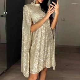 Casual Dresses Vestidos De Verano Mujer Sequin Party Mini Cape Sleeve Dress For Christmas Birthday