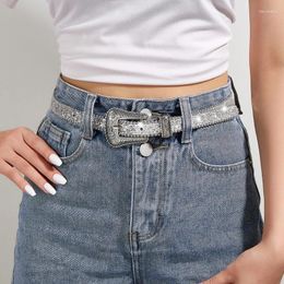 Belts Sequin Male Female Jeans Skirt Waist Belt With Relief Pattern Buckle Locomotive