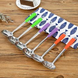 Knives Colourful Handle Stainless Steel Kitchen Soup Mixing Hangable Spicy Pot Spoon