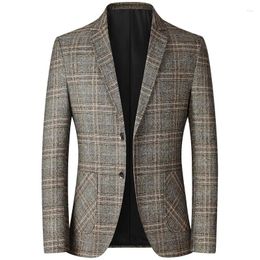 Men's Suits Suit Jacket Top Coat High Quality Clothing Business Casual Sport Handsome Plaid Slim Plus Size