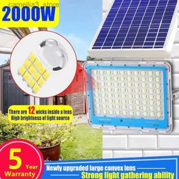 Solar Wall Lights 2000W Solar Lights Outdoor Garden 15000mah LED Refletor Garden Sunlight Waterproof Lamp Spotlight Emergency Lighting Wall Light Q231109