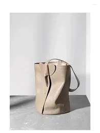 Evening Bags 2023 Designer Sell Vintage Simple Cowhide Bucket Crossbody Wandering Women's Bag Fashion Lady Luxury Black Shoulder Handbag