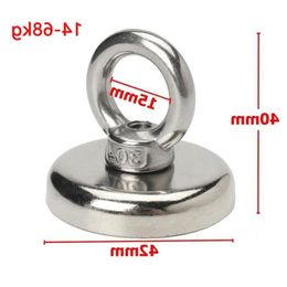 FreeShipping Strong Powerful Round Neodymium Magnet Hook Salvage Magnet Sea Fishing Equipment Holder Pulling Mounting Pot with Ring 4 S Qvsm