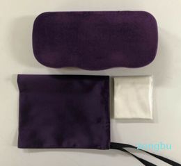 Purple Velvet Clamshell Small Case Velvet case Sunglasses Hard Case Pouch Cleaning Cloth Frame Eye Glasses