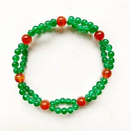 Strand Carnelian Green Aventurine Beads Bracelet Handmade Vintage Stone Beaded Creative Jewellery Gift