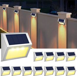 Solar Wall Lights Solar Fence Light Outdoor Waterproof Solar Deck Light Stainless Steel Step Stair Patio Post Wall Garden Pathway Walkway Lamp Q231109