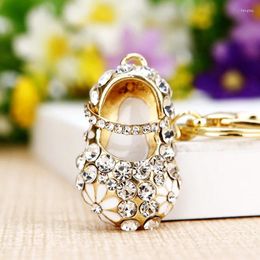 Keychains Fashion Keychain Kids Shoes Key Chain Alloy Rhinestone Bag Pendant Small Jewellery For Children's Schollbag Decoration Rings