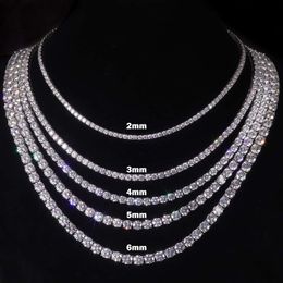 Fine Hip Hop 925 Sterling Silver Vvs Moissanite Diamond Cluster Iced Out Tennis Chain Necklace for Men